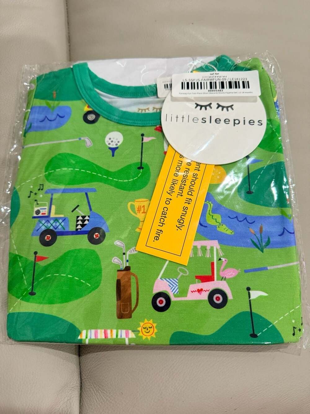 Little Sleepies Fairway Fun Two Piece Pajama Set Size 12-18 Months Golf Masters